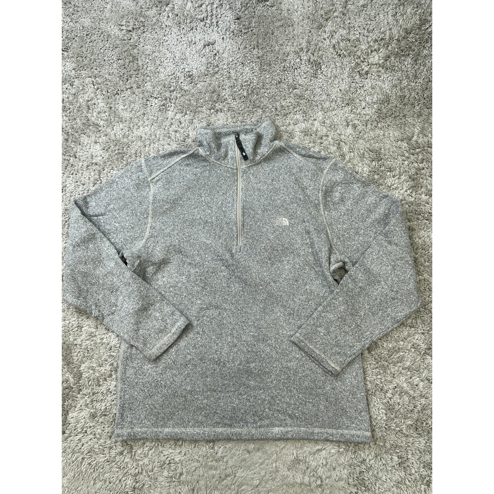 The North Face Sweater Mens Medium Gray Quarter Zip Fleece Pullover Hiking TNF